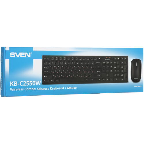 Купить Клавиатура+мышь беспроводная   SVEN KB-C2550W черный  9087983. Характеристики, отзывы и цены в Донецке