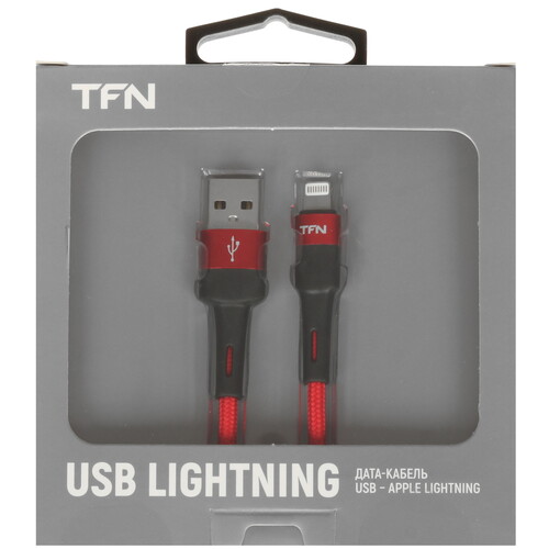 Купить Кабель круглый TFN Lightning 8-pin - USB 2.0 Type-A красный 1.2 м  9282229. Характеристики, отзывы и цены в Донецке