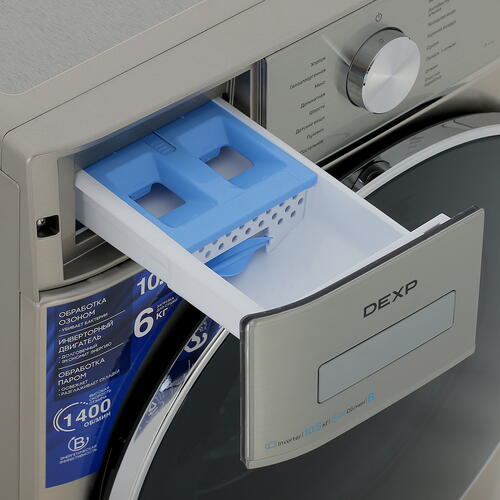 Купить Стирально-сушильная машина DEXP WD-F1014DMG/MGSI серебристый  5427732. Характеристики, отзывы и цены в Донецке