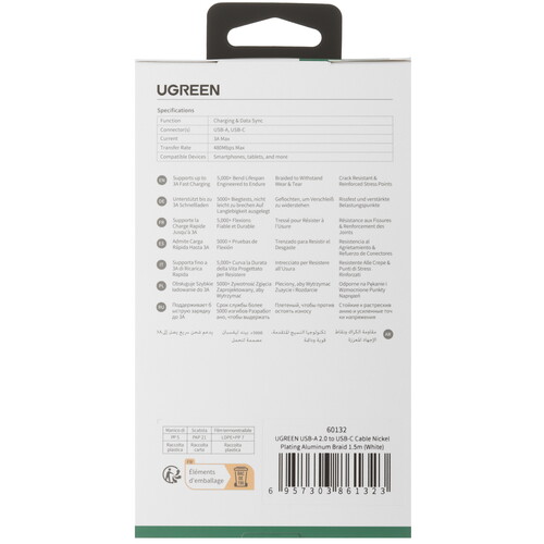 Купить Кабель круглый Ugreen USB Type-C - USB 2.0 Type-A серебристый 1.5 м  5453480. Характеристики, отзывы и цены в Донецке