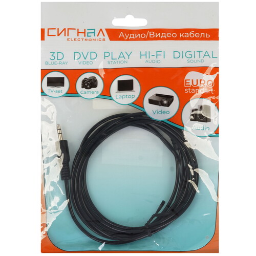 Купить Кабель   Сигнал 3.5 mm jack - 3.5 mm jack черный  5480119. Характеристики, отзывы и цены в Донецке
