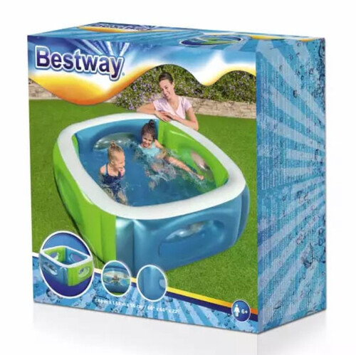 Купить Бассейн надувной, 168 х 168 х 56 см, с окошками, от 6 лет, 51132 Bestway  5464761. Характеристики, отзывы и цены в Донецке