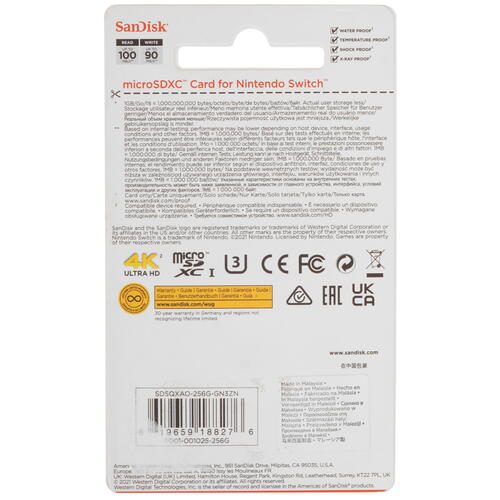 Купить Карта памяти SanDisk for Nintendo Switch microSDXC 256 ГБ [SDSQXAO-256G-GN3ZN]  5465391. Характеристики, отзывы и цены в Донецке