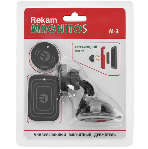 Купить Держатель автомобильный Rekam Magnitos M-3 черный  8106969. Характеристики, отзывы и цены в Донецке