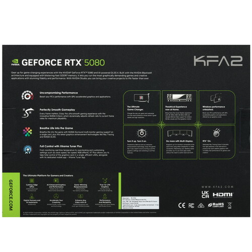 Купить Видеокарта KFA2 GeForce RTX 5080 ROCK(X) OC 3FAN RGB Black  5631212. Характеристики, отзывы и цены в Донецке