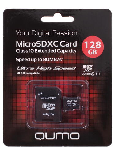 Купить Карта памяти QUMO microSDXC 128 ГБ [QM128GMICSDXC10U1]  1024522. Характеристики, отзывы и цены в Донецке