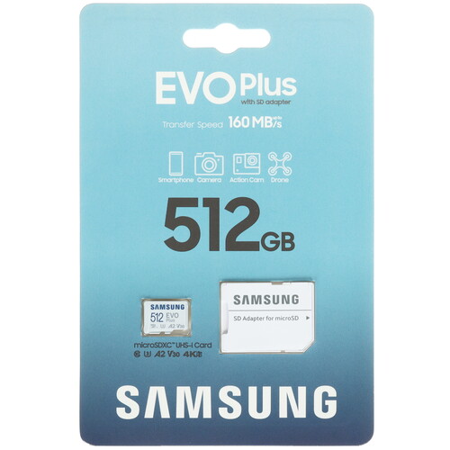 Купить Карта памяти Samsung EVO Plus microSDXC 512 ГБ  5629090. Характеристики, отзывы и цены в Донецке