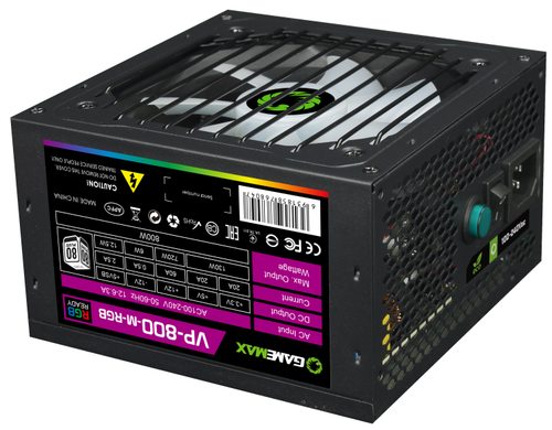 Купить Блок питания GameMax VP-800 Modular RGB  черный  5370875. Характеристики, отзывы и цены в Донецке