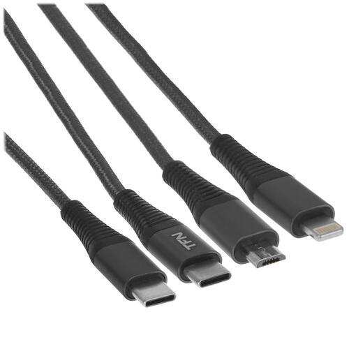 Купить Кабель круглый TFN Lightning 8-pin, micro USB, USB Type-C - USB Type-C серый 1.2 м  5075748. Характеристики, отзывы и цены в Донецке