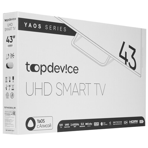 Купить 43" (109 см) Телевизор Topdevice TDTV43CS07U черный  9239247. Характеристики, отзывы и цены в Донецке