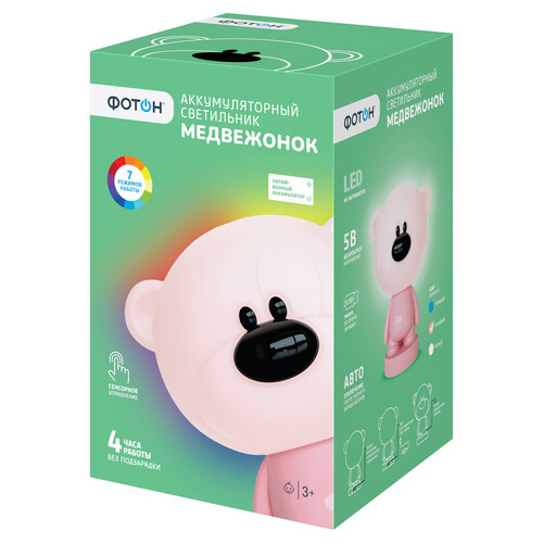 Купить Ночник Фотон Медвежонок KSS-06 розовый  9175545. Характеристики, отзывы и цены в Донецке