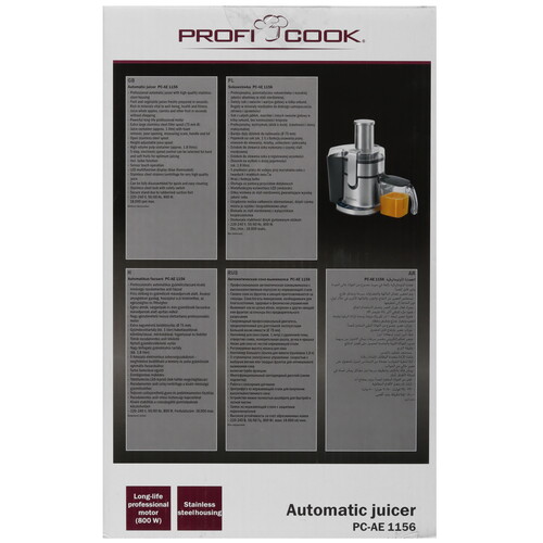 Купить Соковыжималка электрическая Profi Cook PC-AE 1156 серебристый  5354496. Характеристики, отзывы и цены в Донецке