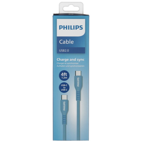 Купить Кабель круглый PHILIPS USB Type-C - USB Type-C синий 1.2 м  5492640. Характеристики, отзывы и цены в Донецке