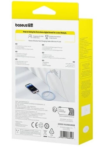 Купить Кабель круглый Baseus Lightning 8-pin - USB 2.0 Type-A голубой 1 м  5627524. Характеристики, отзывы и цены в Донецке