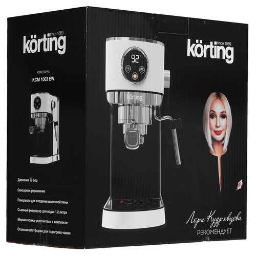 Купить Кофеварка рожковая Korting KCM 1003 EW белый  9158048. Характеристики, отзывы и цены в Донецке