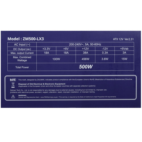 Купить Блок питания ZALMAN DecaMax 500W [ZM500-LX3] черный  5605391. Характеристики, отзывы и цены в Донецке