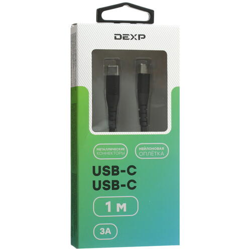 Купить Кабель круглый DEXP USB Type-C - USB Type-C черный 1 м  4834202. Характеристики, отзывы и цены в Донецке