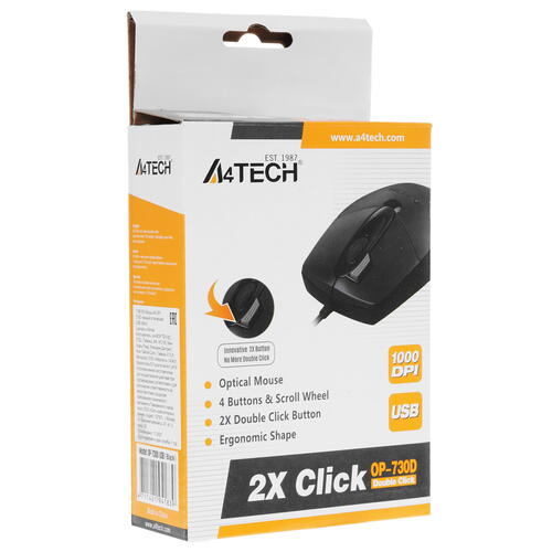 Купить Мышь проводная A4Tech OP-730D  черный  4824746. Характеристики, отзывы и цены в Донецке
