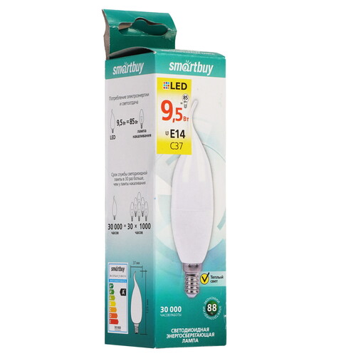 Купить Лампа светодиодная Smartbuy C37-9.5W/3000/E14  9192838. Характеристики, отзывы и цены в Донецке