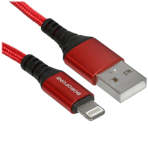 Купить Кабель круглый Borofone Lightning 8-pin - USB 2.0 Type-A красный 1 м  5475096. Характеристики, отзывы и цены в Донецке