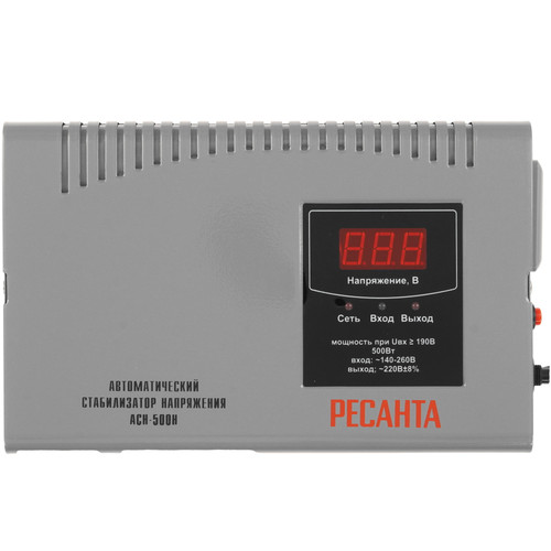 Купить Стабилизатор напряжения Ресанта АСН-500Н  9147027. Характеристики, отзывы и цены в Донецке