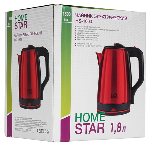 Купить Электрочайник Homestar HS-1003 красный  9062642. Характеристики, отзывы и цены в Донецке