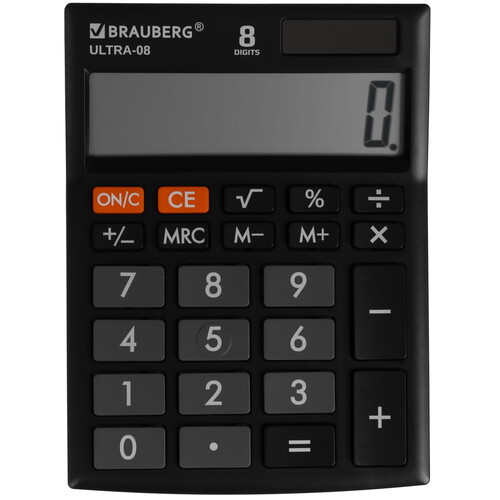 Купить Калькулятор бухгалтерский Brauberg ULTRA-08-BK  5044609. Характеристики, отзывы и цены в Донецке