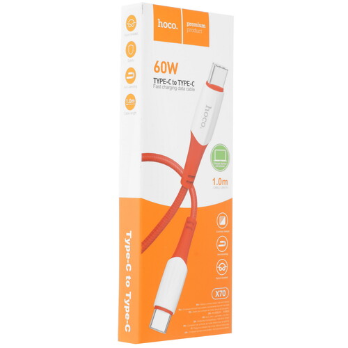 Купить Кабель круглый Hoco USB Type-C - USB Type-C красный 1 м  9244448. Характеристики, отзывы и цены в Донецке