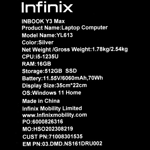 Купить 16" Ноутбук Infinix InBook Y3 MAX YL613 серебристый  5433671. Характеристики, отзывы и цены в Донецке