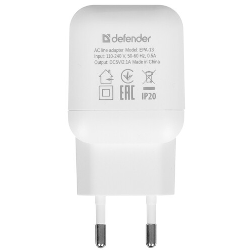 Купить Сетевое зарядное устройство Defender EPA-13 белый  4900836. Характеристики, отзывы и цены в Донецке