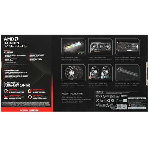 Купить Видеокарта ASRock AMD Radeon RX 9070 GRE Steel Legend OC  5639847. Характеристики, отзывы и цены в Донецке