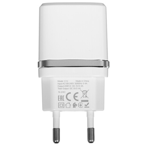 Купить Сетевое зарядное устройство Hoco C12 Smart белый  9037649. Характеристики, отзывы и цены в Донецке