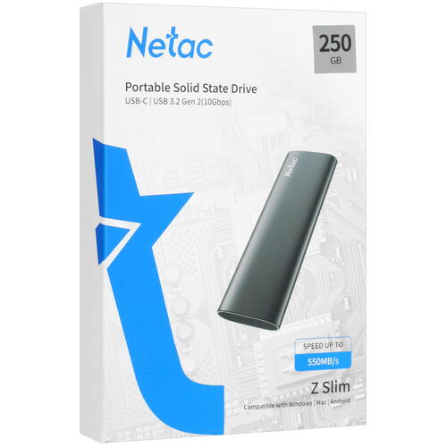 Купить 250 ГБ Внешний SSD Netac Z SLIM  9904057. Характеристики, отзывы и цены в Донецке