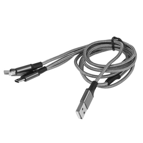 Купить Кабель круглый GAL Lightning 8-pin, micro USB, USB Type-C - USB 2.0 Type-A серый 1.2 м  9051484. Характеристики, отзывы и цены в Донецке