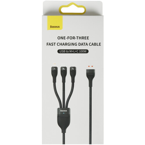 Купить Кабель круглый Baseus Lightning 8-pin, micro USB, USB Type-C - USB 2.0 Type-A черный 1.2 м  9167178. Характеристики, отзывы и цены в Донецке