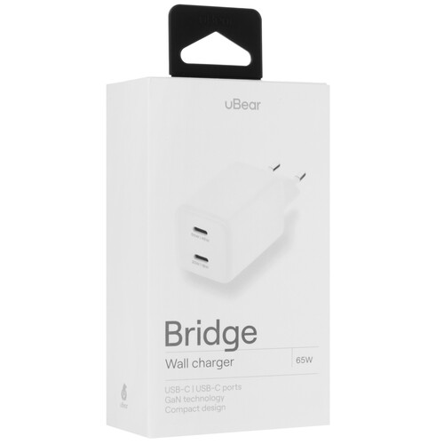 Купить Сетевое зарядное устройство uBear Bridge 65 белый  5466115. Характеристики, отзывы и цены в Донецке