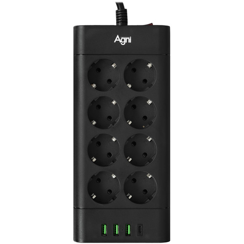 Купить Сетевой фильтр AGNI TP-FA4U8E-C черный  9289262. Характеристики, отзывы и цены в Донецке