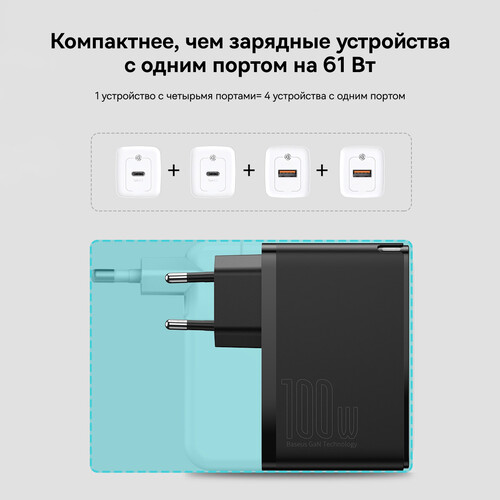 Купить Сетевое зарядное устройство Baseus GaN2 Pro черный  5370219. Характеристики, отзывы и цены в Донецке