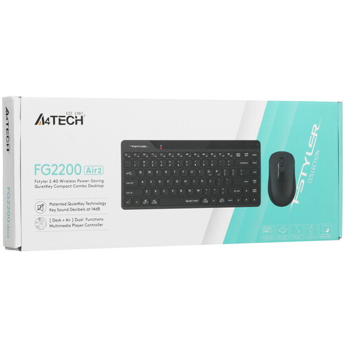 Купить Клавиатура+мышь беспроводная   A4Tech Fstyler FG2200 Air 2 черный  5495118. Характеристики, отзывы и цены в Донецке
