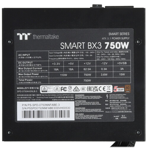 Купить Блок питания Thermaltake Smart BX3 750W  5638544. Характеристики, отзывы и цены в Донецке