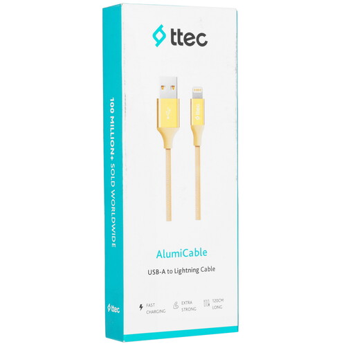 Купить Кабель круглый TTEC Lightning 8-pin - USB 2.0 Type-A золотистый 1.2 м  9140782. Характеристики, отзывы и цены в Донецке