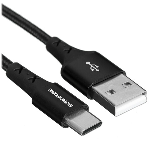 Купить Кабель круглый Borofone USB Type-C - USB 2.0 Type-A черный 1 м  5474966. Характеристики, отзывы и цены в Донецке