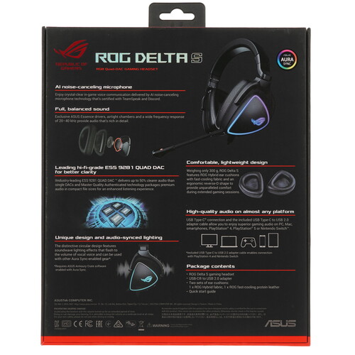 Купить Проводные наушники ASUS ROG Delta S черный 2021  4791581. Характеристики, отзывы и цены в Донецке