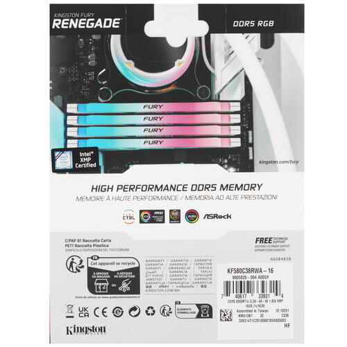 Купить Оперативная память Kingston Fury Renegade White RGB [KF580C38RWA-16] 16 ГБ  5436387. Характеристики, отзывы и цены в Донецке