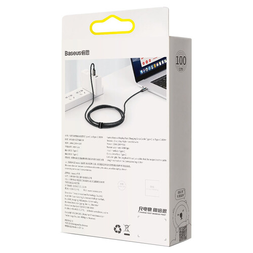 Купить Кабель круглый Baseus USB Type-C - USB Type-C черный 2 м  5627763. Характеристики, отзывы и цены в Донецке