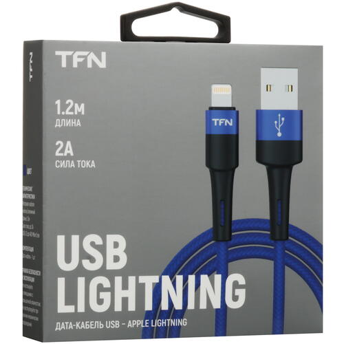 Купить Кабель круглый TFN Lightning 8-pin - USB 2.0 Type-A синий 1.2 м  5465795. Характеристики, отзывы и цены в Донецке