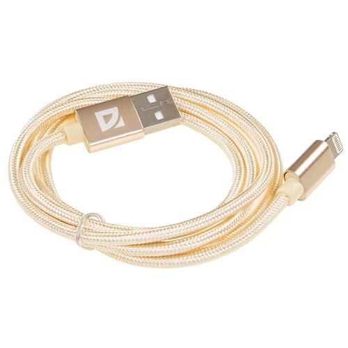 Купить Кабель круглый Defender Lightning 8-pin - USB 2.0 Type-A золотистый 1 м  5479424. Характеристики, отзывы и цены в Донецке