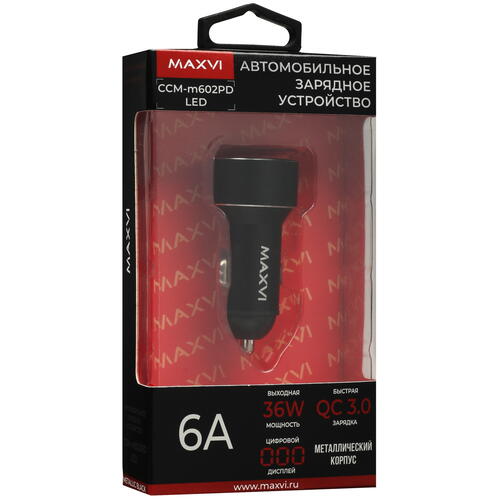 Купить Автомобильное ЗУ Maxvi CCM-M602PD LED черный  5366933. Характеристики, отзывы и цены в Донецке