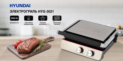Купить Гриль Hyundai HYG-3021 серебристый  9907344. Характеристики, отзывы и цены в Донецке
