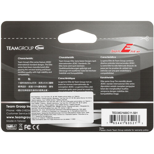 Купить Оперативная память SODIMM Team Group ELITE [TED38G1600C11-S01] 8 ГБ  9914606. Характеристики, отзывы и цены в Донецке